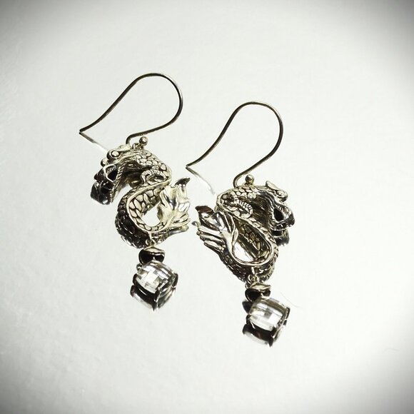 John Hardy Jewelry - JOHN HARDY Legends Naga Dragon Collection Sterling Silver Topaz Dangle Earrings